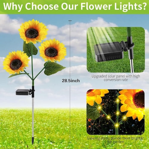 Luci a forma di girasole BloomGlow™ - 80 cm